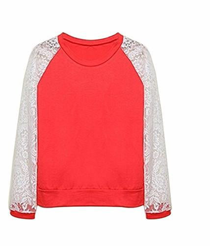 Online discount shop Australia - Fshion Women Patchwork White Lace Hoodies Long Sleeve Outerwear Pullover Sweatshirt Top