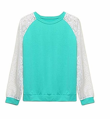 Online discount shop Australia - Fshion Women Patchwork White Lace Hoodies Long Sleeve Outerwear Pullover Sweatshirt Top