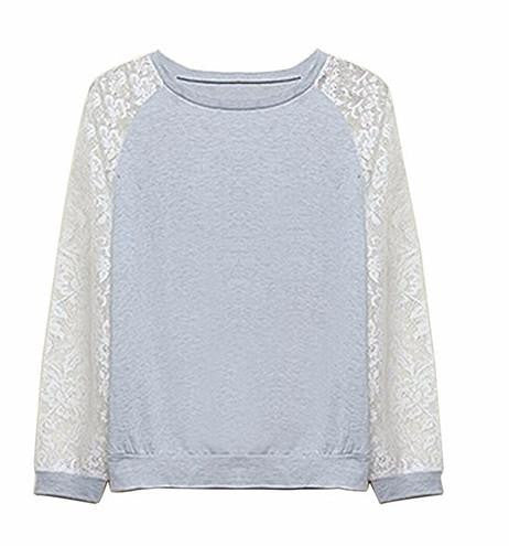 Online discount shop Australia - Fshion Women Patchwork White Lace Hoodies Long Sleeve Outerwear Pullover Sweatshirt Top