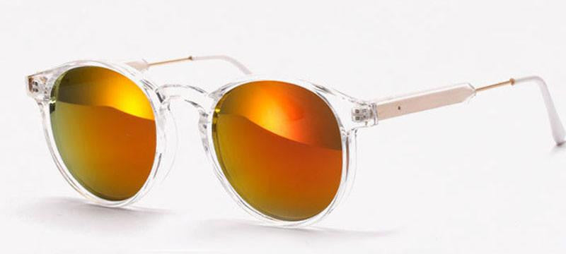 Strong Round Sunglasses Brand Women Keyhole Sun Glasses Transparent Frame Men Eyewear Mirror Lens Coating UV400