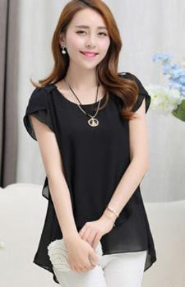 Women Blouse Loose Shirt O-Neck Chiffon Blouse Female Short Sleeve Blouse Plus Size 5XL Shirts