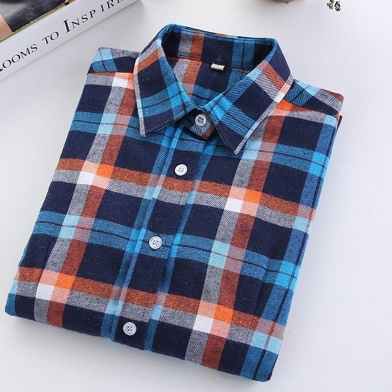 Online discount shop Australia - Fashion Plaid Shirt Female College style women's Blouses Long Flannel Shirt Plus Size Cotton Office tops