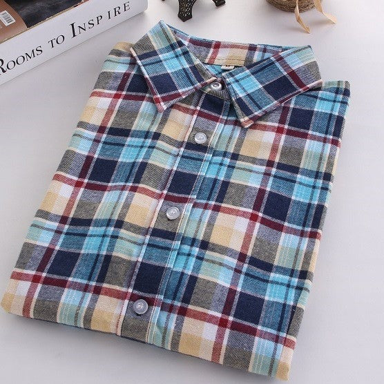 Online discount shop Australia - Fashion Plaid Shirt Female College style women's Blouses Long Flannel Shirt Plus Size Cotton Office tops