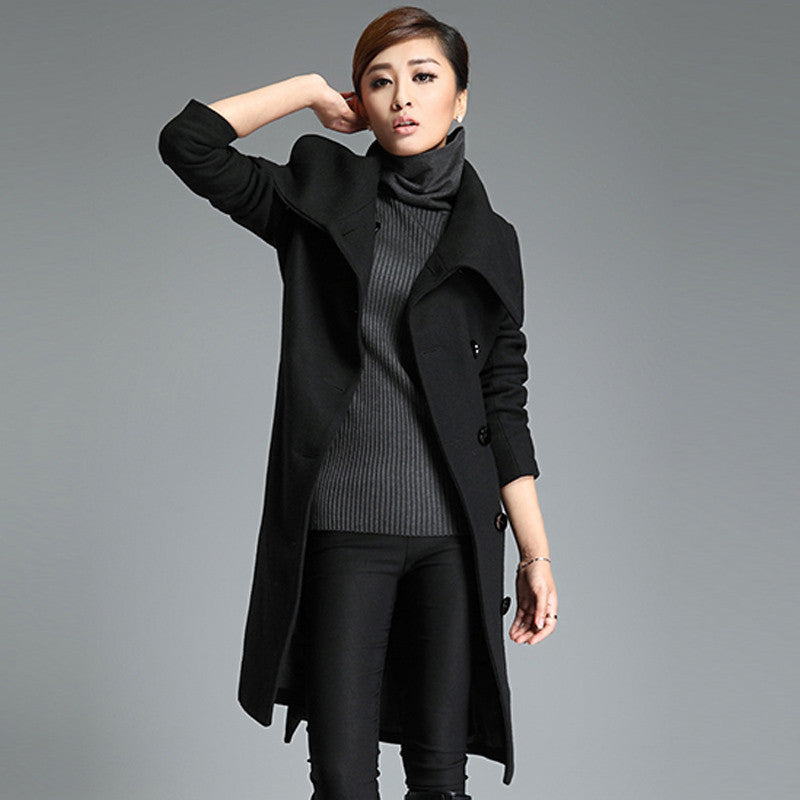 Long Jackets Women Grey Wool Coat High Plus Size Poncho Fashion Women's Cashmere Coat with Belt Female Coat