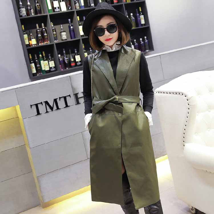 Leather Suede Sleeveless Jackets Women Basic Coat Long Outerwear Clothing Female Slim Fashion Coats