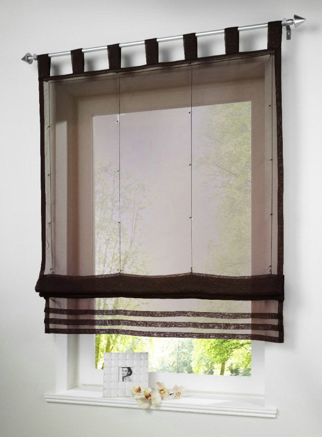 Popular Solid Color Kitchen Balcony Voile Blinds Sheer Window Curtain 1PC