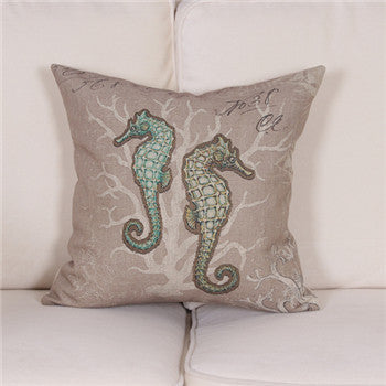 Retro Style European Retro Style Marine Biology Cushion Cover Sea Conch Shell House Pillow Case Linen Cotton Pillows Covers