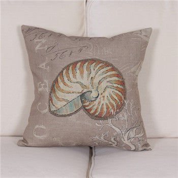 Retro Style European Retro Style Marine Biology Cushion Cover Sea Conch Shell House Pillow Case Linen Cotton Pillows Covers