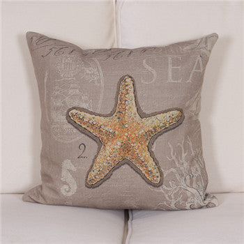 Retro Style European Retro Style Marine Biology Cushion Cover Sea Conch Shell House Pillow Case Linen Cotton Pillows Covers