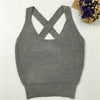 Women Fitness Crop Top Short Knitted Cami Round Neck Cross Back Women Crop Tops Short Bustier Crop Top