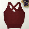 Women Fitness Crop Top Short Knitted Cami Round Neck Cross Back Women Crop Tops Short Bustier Crop Top