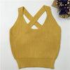 Women Fitness Crop Top Short Knitted Cami Round Neck Cross Back Women Crop Tops Short Bustier Crop Top