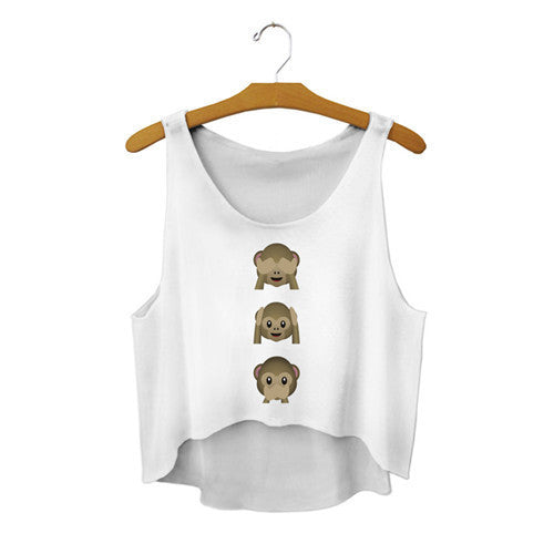 Online discount shop Australia - 21 Colors  Casual Women Crop Emoji Tank Tops Vest Sleeveless Cartoon Beach Tanks T-Shirt