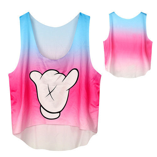 Online discount shop Australia - 21 Colors  Casual Women Crop Emoji Tank Tops Vest Sleeveless Cartoon Beach Tanks T-Shirt