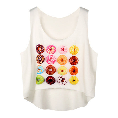 Online discount shop Australia - 21 Colors  Casual Women Crop Emoji Tank Tops Vest Sleeveless Cartoon Beach Tanks T-Shirt