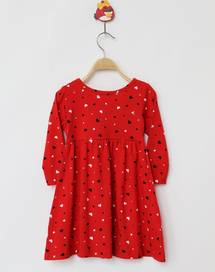 Online discount shop Australia - 100% Cotton Baby Girls Dress Long-Sleeve Red Heart-Shape Dresses For Kids Children Clothes