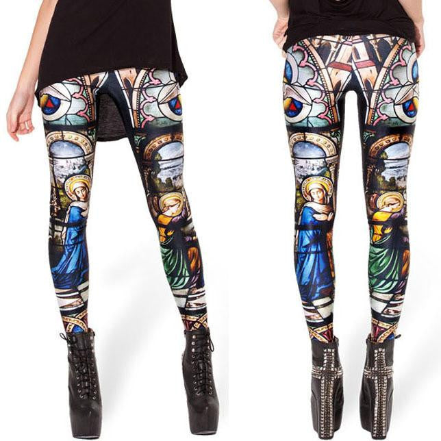 Women vintage Egypt Pharaoh King Tut Cheshire Cat Mechanical Bones White Black Aurora Skye Orange Leggings