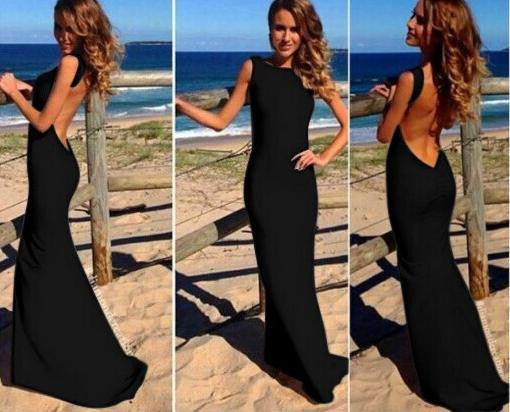 Summer Style Women Long Dress Backless Dress red white black Casual dr