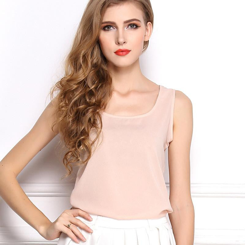 Women Clothes Bright Candy Colors Women Blouses Sleeveless Tops Casual Chiffon Blouse Plus Size