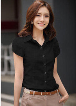 Contracted Fashion Women's Shirts Elegant OL Dresses Business Formal Short Sleeve Chiffon Blouses Plus Size 5XL Casual