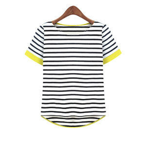 Women Tops O-Neck T-Shirt Short Sleeve Striped T Shirts Tees M L XL XXL XXXL XXXXL Plus Size