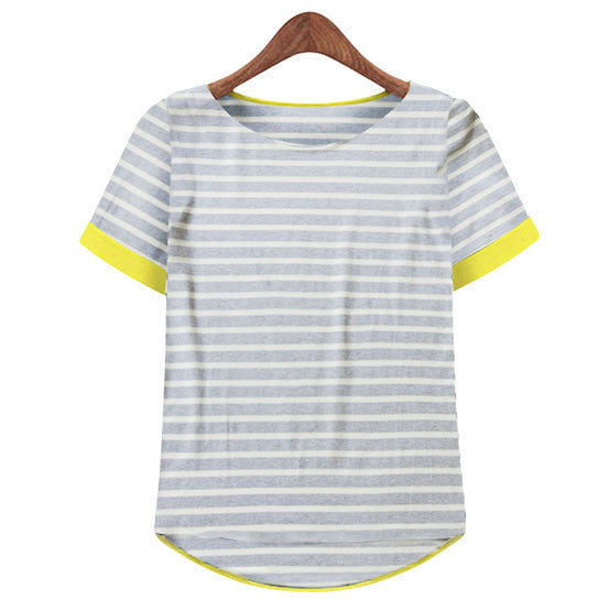 Women Tops O-Neck T-Shirt Short Sleeve Striped T Shirts Tees M L XL XXL XXXL XXXXL Plus Size