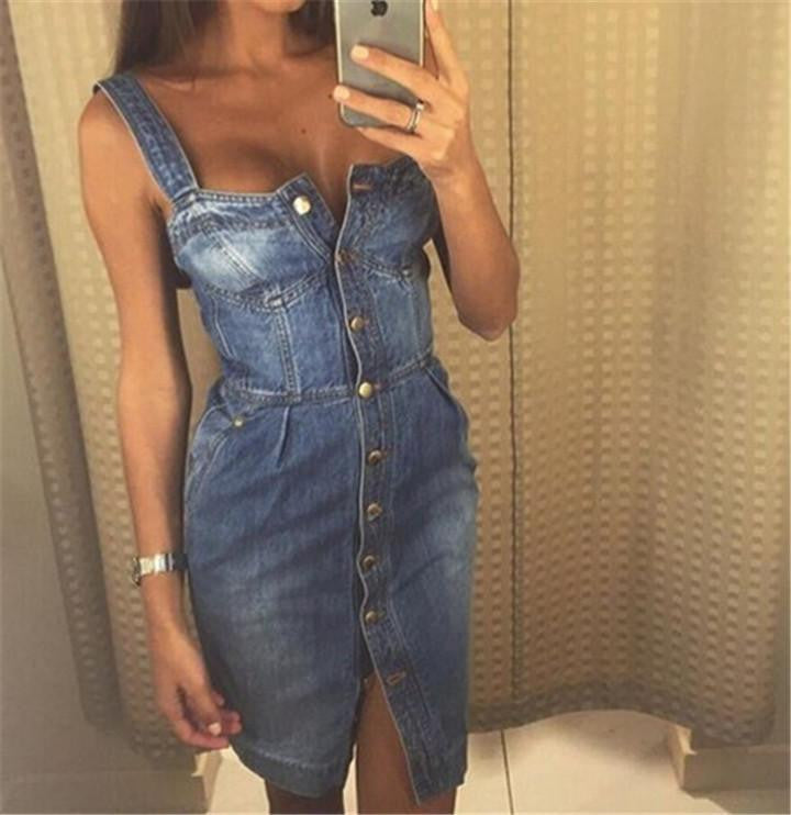 backless denim dress Women vintage bodycon summer dress Beach party short dresses casual blue