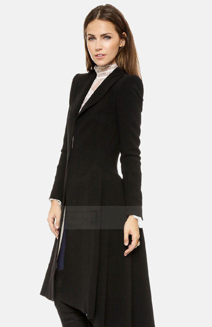 Women Coat style Long Sleeve Casual Trench Coat Long Maxi Dovetail Fashion Slim Black Trench Coats NC-745