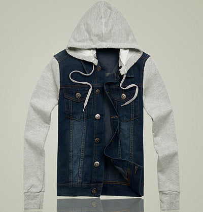 Online discount shop Australia - Denim Jacket men hooded sportswear Outdoors Casual fashion Jeans Jackets Hoodies Cowboy Mens Jacket and Coat Plus Size 4XL 5XL
