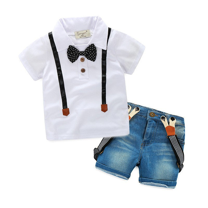 Online discount shop Australia - Gentleman Retail young children casual boys clothing sets shirt + jeans 2pcs boys suits child suit
