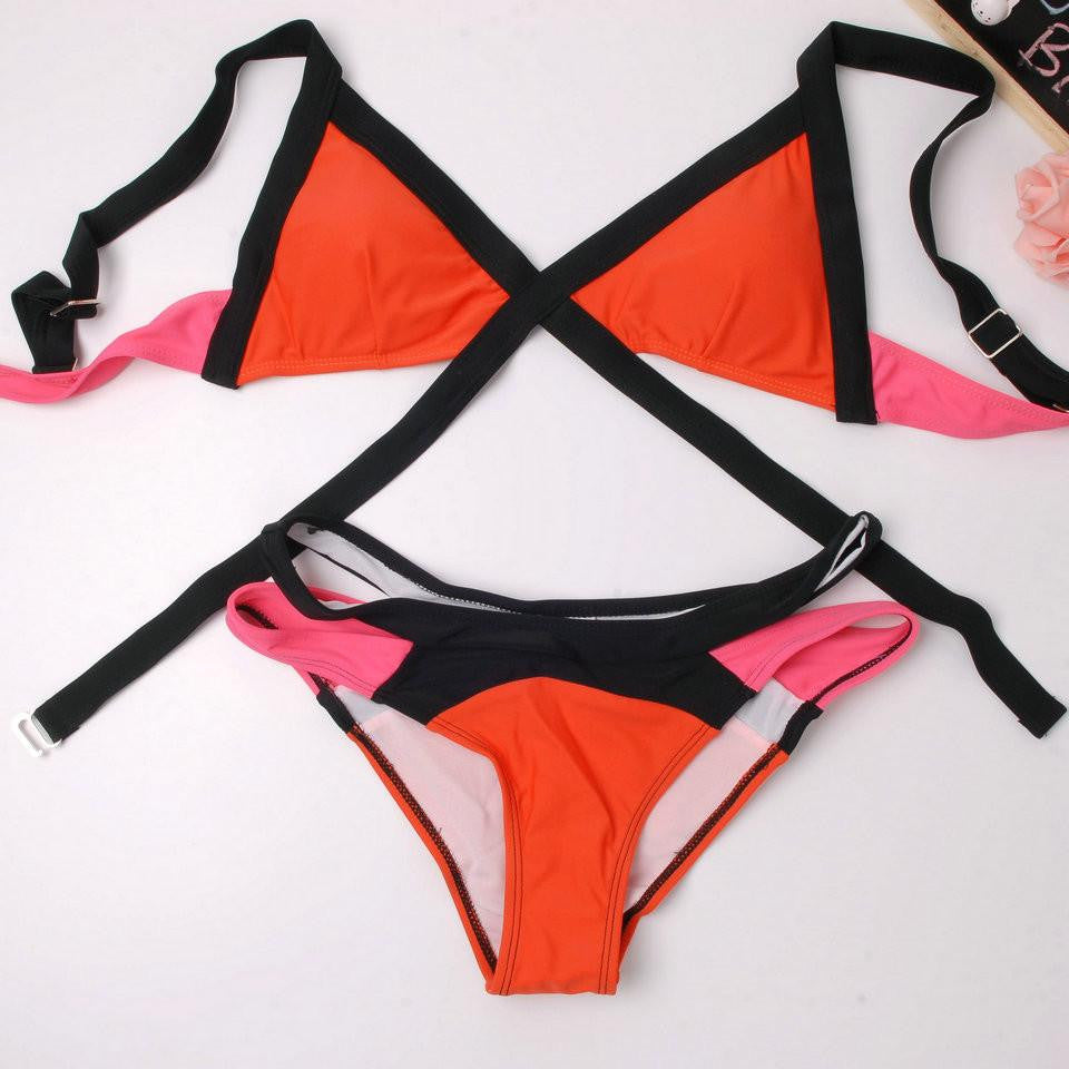 Swimsuit Bikini Dynamic Bordered Color Bandage Brand Gini Bikinis Set Swimwear Brazilian Biquini Plus Size