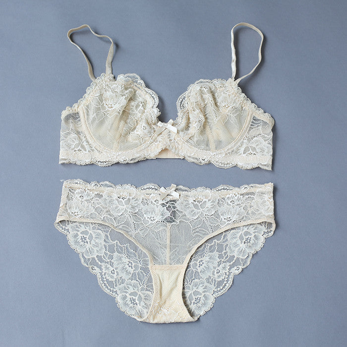 fashion sexy lace underwear transparent ultra-thin breathable bra set