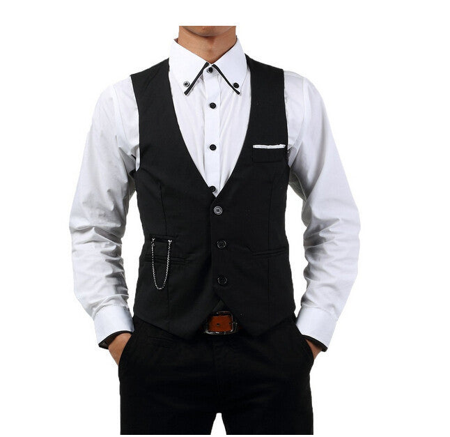 Online discount shop Australia - New Arrival Mens Slim Fit Vest Suit Three Buttons Men's Fitted Leisure Waistcoat Casual Business Jacket Tops