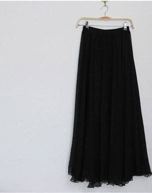 Online discount shop Australia - Fashion Women Chiffon Maxi Skirt Elastic High Waist Long Ladies 21 Color Soft Expansion Skirt