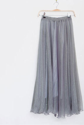 Online discount shop Australia - Fashion Women Chiffon Maxi Skirt Elastic High Waist Long Ladies 21 Color Soft Expansion Skirt