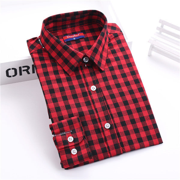 Plaid Shirt Women Blouses Long Sleeve Blouse Women Shirts Plaid Flannel Womens Tops Fashion