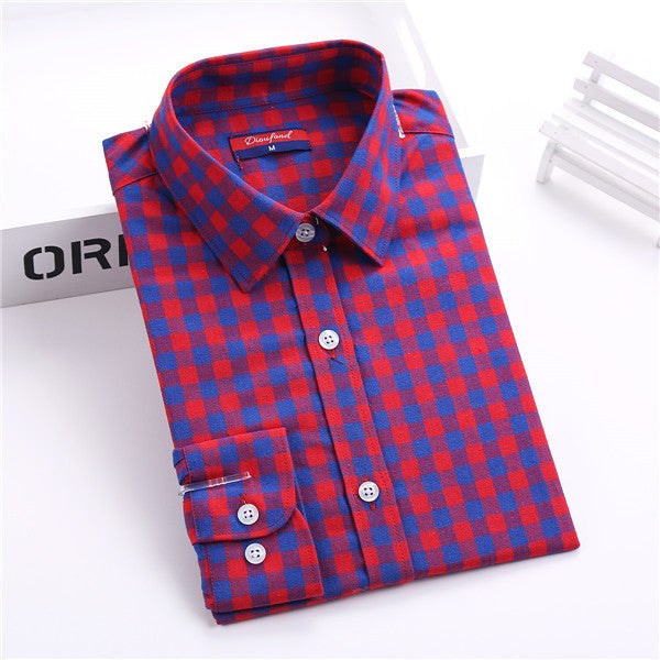 Plaid Shirt Women Blouses Long Sleeve Blouse Women Shirts Plaid Flannel Womens Tops Fashion