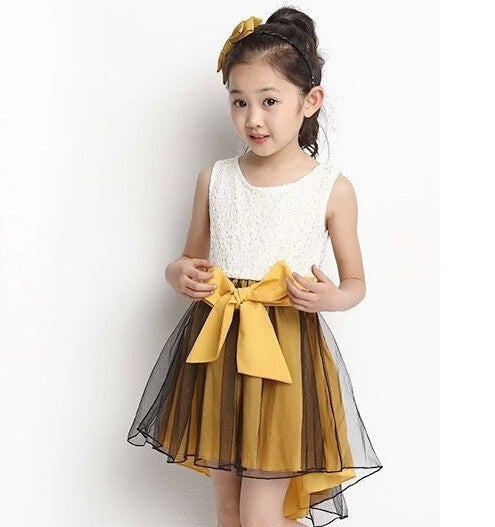 Online discount shop Australia - Girl Dress New Fashion Patchwork Mermaid Sleeveless Lace Kids Dresses For 4-15Y Children Girls Clothes