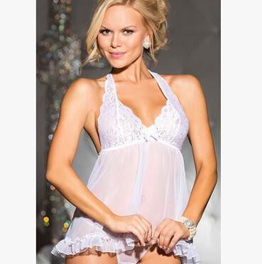 Women Full Lace Lingerie See Through Underwear Sleepwear Slips With Th