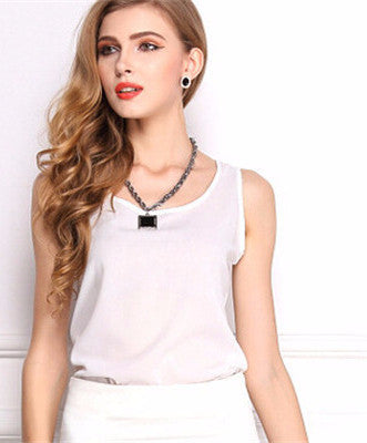 Online discount shop Australia - New 7 Size Women Clothing Fashion Chiffon Tank Tops Vest Shirts Solid Candy Color Chiffon Loose Top Shirt
