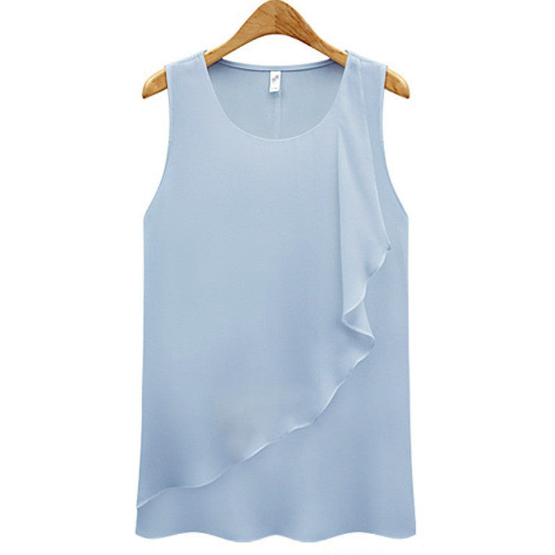 Online discount shop Australia - 4 Colors Strap Sleeveless Shirt Women Plus Size New Chiffon Blouses O-neck Sexy Loose Women Tops
