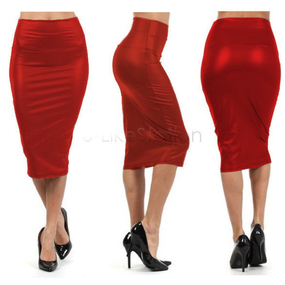 Online discount shop Australia - High waist Leather Skirt sexy Pencil skirts middle long Casual skirt party bar club travel