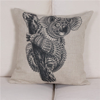 Online discount shop Australia - Geometric Grid Animal Elephants rhinoceroses sloths Cushion Cover Sofa Decor Throw Pillow Home Chair Car Pillow Case