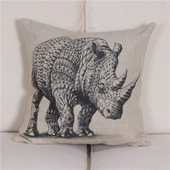 Online discount shop Australia - Geometric Grid Animal Elephants rhinoceroses sloths Cushion Cover Sofa Decor Throw Pillow Home Chair Car Pillow Case