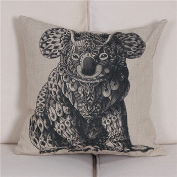 Online discount shop Australia - Geometric Grid Animal Elephants rhinoceroses sloths Cushion Cover Sofa Decor Throw Pillow Home Chair Car Pillow Case