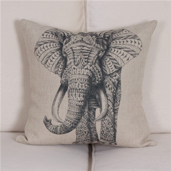 Online discount shop Australia - Geometric Grid Animal Elephants rhinoceroses sloths Cushion Cover Sofa Decor Throw Pillow Home Chair Car Pillow Case