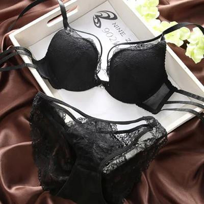 Underwear Lace Women Bra Set White Black Adjustment Bra And Panty Diamond-lingerie Set Push Up Bras Set