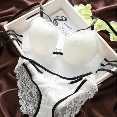 Underwear Lace Women Bra Set White Black Adjustment Bra And Panty Diamond-lingerie Set Push Up Bras Set