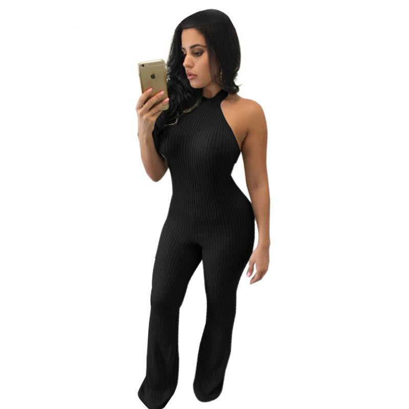 Women Rompers Jumpsuits Women Backless Sleeveless Playsuit Bodysuits Elegant Knitted Jumpsuits