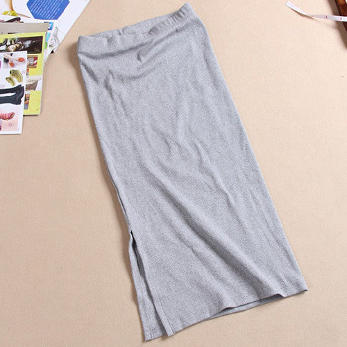 Online discount shop Australia - Long Skirt Fashion Sexy Solid Color Cotton Skirts Womens Maxi Skirt High Waist Elasticity Pencil Skirt